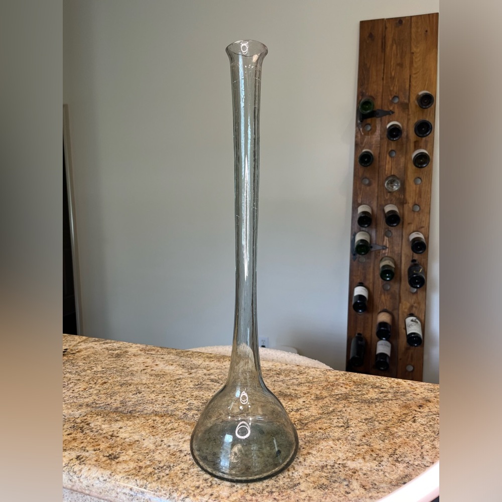 Tall hand blown glass vase